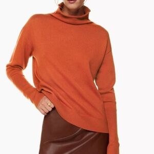 Aritzia Cyprie Sweater 100% Merino wool Roll neck Orange Soft Cozy